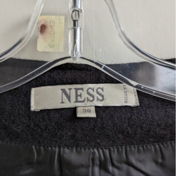 NESS black & gray ombre acrylic wool-like trapeze style coat - Picture 5 of 9